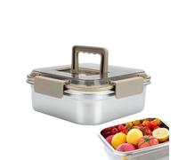Genérico Food Storage Container - 9 Inch Stainless Steel Lunch Box | Stainless Steel Preservation Box - Smell Proof Crisper Container with Folding Handle for Keeping Food Fresh at Home or on the Go