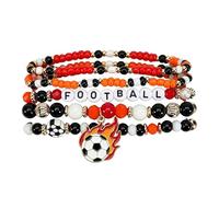 Genérico Football Beaded Bracelets - Elastic Stretch Sports Jewelry, Decorative Soccer Charm Wristbands for Fans and Players, Game Day Accessories for Teams and Group Activities Use