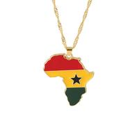 Genérico For Africa Stainless Steel Map Gold Pendant Necklace,Fashionable and Versatile,for Men Women Brides and Grooms,Wedding Parties,Various Festivals (For Ghana)