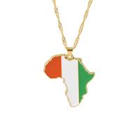 Genérico For Africa Stainless Steel Map Gold Pendant Necklace,Fashionable and Versatile,for Men Women Brides and Grooms,Wedding Parties,Various Festivals (For Côte d'Ivoire)