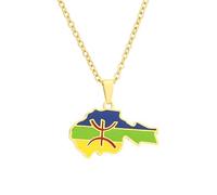 Genérico For African For Berbers Stainless Steel Map Pendant Necklaces Jewelry Gold Color Items Women Man Party Gifts Jewelry (Model 8)