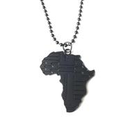 Genérico For African Stainless Steel Big Pendant Necklaces Jewelry Gold Color Items Bridal Women Man Party Gifts (Black)