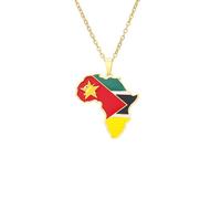 Genérico For African Stainless Steel Map Gold Pendant Necklace,Charm Maps Clavicle Chain Jewelry,Ethnic Hip Hop Country Flag Necklace,Patriotic Jewelry,Map and Flag Pendant Necklaces (For Mozambique)