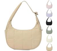 Genérico for Bloomr Purse, Soft/Light/Fluffy, Hand/Crossbody - puffer crescent bag, Adjustable Shoulder Strap (Khaki)