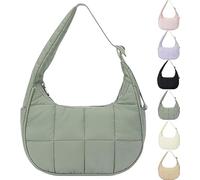 Genérico for Bloomr Purse, Soft/Light/Fluffy, Hand/Crossbody - puffer crescent bag, Adjustable Shoulder Strap (Green)