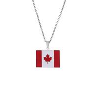 Genérico For Canada Stainless Steel Map Pendant Necklaces Jewelry Gold Color Items For Women Man Party Gifts Ethnic StyleJewelry(For Canada(Silver))