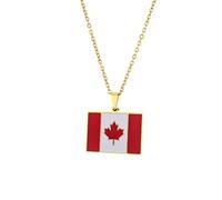 Genérico For Canada Stainless Steel Map Pendant Necklaces Jewelry Gold Color Items For Women Man Party Gifts Ethnic StyleJewelry(For Canada(Gold))