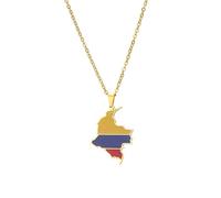 Genérico For Colombia Stainless Steel Map Gold Pendant Necklace,Charm Maps Clavicle Chain Jewelry,Ethnic Hip Hop Country Flag Necklace,Patriotic Jewelry,Map and Flag Pendant Necklaces (model1)