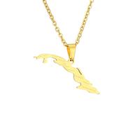 Genérico For Cuba Stainless Steel Map Gold Pendant Necklace,Fashionable and Versatile,for Men Women Brides and Grooms,Wedding Parties,Various Festivals (model2)