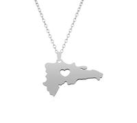 Genérico For Dominican Stainless Steel Map Gold Pendant Necklace,Fashionable and Versatile,for Men Women Brides and Grooms,Wedding Parties,Various Festivals (model4)