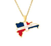 Genérico For Dominican Stainless Steel Map Gold Pendant Necklace,Fashionable and Versatile,for Men Women Brides and Grooms,Wedding Parties,Various Festivals (model1)