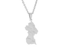 Genérico For Guyana Map Flag Pendant Necklaces for Fashion Stainless Steel Personalized Motherland Continent Outline for Men and Women Jewelry Patriotic (Model 6)