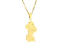 Genérico For Guyana Stainless Steel Map Gold Pendant Necklace,Fashionable and Versatile,for Men Women Brides and Grooms,Wedding Parties,Various Festivals (model2)