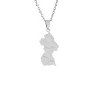Genérico For Guyana Stainless Steel Map Gold Pendant Necklace,Fashionable and Versatile,for Men Women Brides and Grooms,Wedding Parties,Various Festivals (model1)