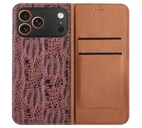 Genérico For iPhone 15 Pro MAX Genuine Crocodile-Embossed Shockproof Leather Flip Case with Card Pockets Protection Business Wallet Cover with Full Body Camera Protection(iPhone 15 Pro MAX,Wine Red)