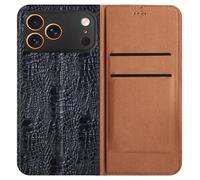 Genérico For iPhone 16 Plus Genuine Crocodile-Embossed Shockproof Leather Flip Case with Card Pockets Protection Business Wallet Cover with Full Body Camera Protection(iPhone 16 Plus,Wine Red)