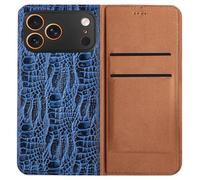 Genérico For iPhone 16 Pro MAX Genuine Crocodile-Embossed Shockproof Leather Flip Case with Card Pockets Protection Business Wallet Cover with Full Body Camera Protection(iPhone 16 Pro MAX,Wine Red)