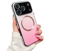 Genérico for iPhone 17 Promax Gradient Glass-Gloss Case Compatible with Magsafe, Magnetic Gradient Glass-Gloss Case with Full Camera Lens Protector Compatible (15,Pink)
