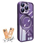 Genérico for iPhone 17 Series 360 Magnetic Case with Rotating Stand, Military - Grade Shockproof Protective Case for iPhone 14/15/16/17 Series (Purple,FOR 14PROMAX)