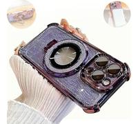 Genérico for iPhone Four Corners Airbag Drop Protection Magnetic Stand Case, with Magnetic Ring Stand & Camera Lens Protector, for iPhone 11/12/13/14/15/16 Pro MAX (Purple,iPhone13Pro)