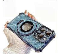 Genérico for iPhone Four Corners Airbag Drop Protection Magnetic Stand Case, with Magnetic Ring Stand & Camera Lens Protector, for iPhone 11/12/13/14/15/16 Pro MAX (Blue,iPhone13ProMax)
