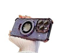 Genérico for iPhone Four Corners Airbag Drop Protection Magnetic Stand Case, with Magnetic Ring Stand & Camera Lens Protector, Water Ripple (iPhone15PRO,Purple)