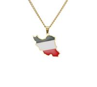 Genérico For Iran Map Stainless Steel Pendant Necklaces Jewelry Items Bridal Women Man Gifts Party Earrings Sets Jewelry(Gold for Iran Map)