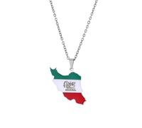 Genérico For Iran Stainless Steel Map Pendant Necklaces Jewelry Gold Color Items For Women Man Party Gifts Ethnic StyleJewelry(For Iran(Silver))