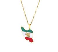 Genérico For Iran Stainless Steel Map Pendant Necklaces Jewelry Gold Color Items For Women Man Party Gifts Ethnic StyleJewelry(For Iran(Gold))