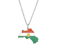 Genérico For Kurdistan Stainless Steel Map Pendant Necklaces Jewelry Gold Color Items For Women Man Party Gifts Ethnic StyleJewelry(For Kurdistan(Silver))
