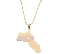 Genérico For Kurdistan Stainless Steel Map Pendant Necklaces Jewelry Gold Color Items For Women Man Party Gifts Ethnic Style Jewelry (Model 3)