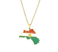 Genérico For Kurdistan Stainless Steel Map Pendant Necklaces Jewelry Gold Color Items For Women Man Party Gifts Ethnic StyleJewelry(For Kurdistan(Gold))