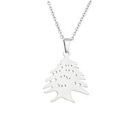 Genérico For Liban Cedar Emblem Stainless Steel Map Flag Pendant Necklace Jewelry Gold Color Cedar Tree Items for Women Man Party Gifts Personality Clavicle Chain Accessories (Model 4)