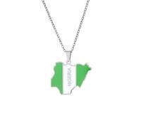 Genérico For Nigeria Stainless Steel Map Gold Pendant Necklace,Charm Maps Clavicle Chain Jewelry,Ethnic Hip Hop Country Flag Necklace,Patriotic Jewelry,Map and Flag Pendant Necklaces (model5)
