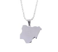 Genérico For Nigeria Stainless Steel Map Gold Pendant Necklace,Fashionable and Versatile,for Men Women Brides and Grooms,Wedding Parties,Various Festivals (model4)