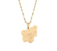 Genérico For Nigeria Stainless Steel Map Gold Pendant Necklace,Fashionable and Versatile,for Men Women Brides and Grooms,Wedding Parties,Various Festivals (model1)
