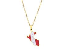Genérico For Peru Stainless Steel Map Pendant Necklaces Jewelry Gold Color Items For Women Man Party Gifts Ethnic StyleJewelry(For Peru(Gold))