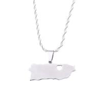 Genérico For Puerto Rico Stainless Steel Map Gold Pendant Necklace,Fashionable and Versatile,for Men Women Brides and Grooms,Wedding Parties,Various Festivals (model13)