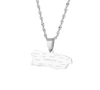 Genérico For Puerto Rico Stainless Steel Map Gold Pendant Necklace,Fashionable and Versatile,for Men Women Brides and Grooms,Wedding Parties,Various Festivals (model1)