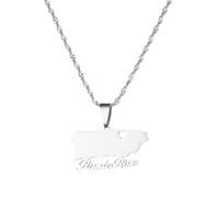 Genérico For Puerto Rico Stainless Steel Map Gold Pendant Necklace,Fashionable and Versatile,for Men Women Brides and Grooms,Wedding Parties,Various Festivals (model3)