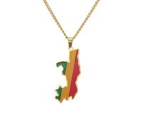 Genérico For Republic of the Congo Map Stainless Steel Pendant Necklaces Jewelry Items Bridal Women Man Gifts Party Earrings Sets Jewelry(Gold for Republic of the Congo Map)