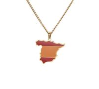 Genérico For Spain Map Stainless Steel Pendant Necklaces Jewelry Items Bridal Women Man Gifts Party Earrings Sets Jewelry(Gold for Spain Map)
