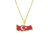 Genérico For Turkey Stainless Steel Map Gold Pendant Necklace,Fashionable and Versatile,for Men Women Brides and Grooms,Wedding Parties,Various Festivals (model6)