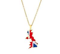 Genérico For United Kingdom Stainless Steel Map Pendant Necklaces Jewelry Gold Color Items For Women Man Party Gifts Ethnic StyleJewelry(For United Kingdom(Gold))
