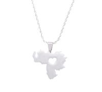 Genérico For Venezuela Stainless Steel Map Gold Pendant Necklace,Fashionable and Versatile,for Men Women Brides and Grooms,Wedding Parties,Various Festivals (model4)