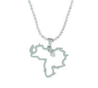 Genérico For Venezuela Stainless Steel Map Gold Pendant Necklace,Fashionable and Versatile,for Men Women Brides and Grooms,Wedding Parties,Various Festivals (model6)
