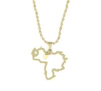 Genérico For Venezuela Stainless Steel Map Gold Pendant Necklace,Fashionable and Versatile,for Men Women Brides and Grooms,Wedding Parties,Various Festivals (model5)