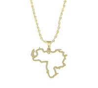 Genérico For Venezuela Stainless Steel Map Gold Pendant Necklace,Fashionable and Versatile,for Men Women Brides and Grooms,Wedding Parties,Various Festivals (model7)