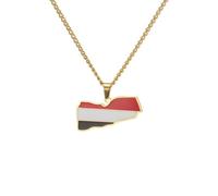 Genérico For Yemen Map Stainless Steel Pendant Necklaces Jewelry Items Bridal Women Man Gifts Party Earrings Sets Jewelry(Gold for Yemen Map)