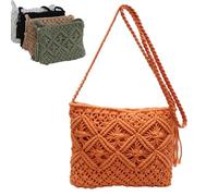 Genérico Forcipower Stylish Summer Woven Bag - Cotton Rope Tassel Clutch, Convertible Boho Beach Purse for Women, Retro Crochet Crossbody Vacation Travel Gift (Orange)